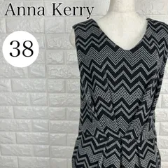 アンナケリー Anna Kerry 38 ジグザグ柄 ノースリーブワンピース ブラック レディース 【A1676-00】