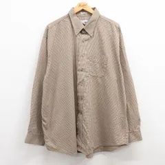 XL/古着 バンヒューセン 長袖 シャツ メンズ 大きいサイズ ロング丈 コットン ボタンダウン ベージュ他 カーキ チェック 25jan17 中古 トッ