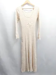 ◇ ⊇◎ one after another NICE CLAUP リブニット 長袖 ロング ワンピース サイズF アイボリー レディース E  【1504240011479】