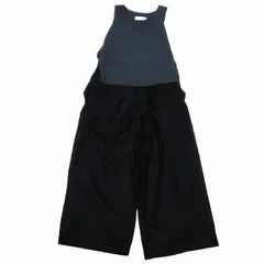 80s 90s ヨウジヤマモト YOHJI YAMAMOTO 丸文字ロゴ ヴィンテージ vintage オールインワン コンビネゾン ノースリーブ 切替 ニット ベロア カットソー S 黒 ブラック/5▲B12 レディースのサムネイル