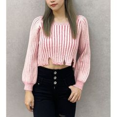 【SALE】バイカラー2WAYニットトップス GYDA ジェイダ 072512664401 gyda レディース オフショル ニット セーター ショート丈 フリーサイズ ピンク GYDA オフショルニット gyda ニット ダメージニット 新品 正規品