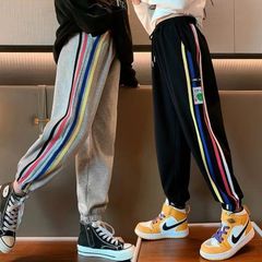 キッズ 子供服 スポーツパンツサイドライン カジュアル パンツ 女の子 春秋 ゆったり 可愛い ジュニア 薄手 ストライプ柄 KTFB007（2色120-170）