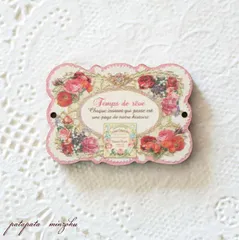 アトリエ ボヌール ドゥ ジュール フランス 製 木製ボタン アンティークローズ レクタングル 手芸 雑貨 小物 アトリエボヌールドゥジュール ボタン バラ 薔薇 花 ローズ