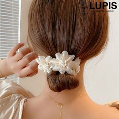 ヘアアクセサリー シニヨンメーカー お団子メーカー お団子 シニヨン フラワー オーガンジー かわいい デフトバン ヘアアレンジ 韓国 韓国っぽ lupis ルピス v2490