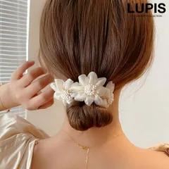 ヘアアクセサリー シニヨンメーカー お団子メーカー お団子 シニヨン フラワー オーガンジー デフトバン ヘアアレンジ ルピス v2490