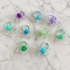 琉球ガラス × レジン ✿ カラフルフラワーヘアゴム アクセサリーレジン　ハンドメイド　キッズ