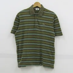 ラコステ ポロシャツ 半袖 コットン100% ブランド トップス 日本製 メンズ 5サイズ カーキ系 LACOSTE 【中古】