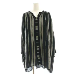 パドカレ pas de calais ストライプ ドルマンスリーブ ブラウス 七分袖 スキッパー 36 黒 ブラック グレー /AT ■OSのサムネイル