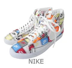 新品同様 海外限定 NIKE ナイキ BLAZER ブレーザー パッチワーク ロゴ レザー レースアップ ミッドカット スニーカー 白 ホワイト メンズ