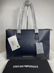 【新品】EMPORIO ARMANI エンポリオ アルマーニ トートバッグ ショルダーバッグ ネイビー レザー