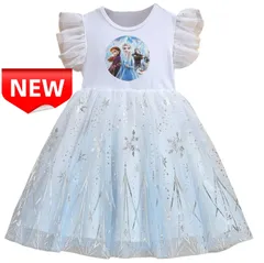 ✨新品✨ アナと雪の女王 ワンピース キラキラチュールドレス 子供用 エルサ風パーティーコスチューム 女の子 子供服 記念日 プレゼント 100 110 120 130