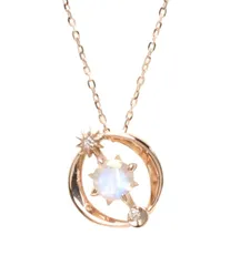 美品 スタージュエリー ネックレス K10 ロイヤルブルームーンストーン ダイヤ0.01ct レディース STAR JEWELRY
