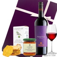 [ワインギフト] イタリア産 人気赤ワインとパテ＆こだわりクラッカーのセット ギフト箱入り [ラッピング付] トゥルッリ プリミティーヴォ