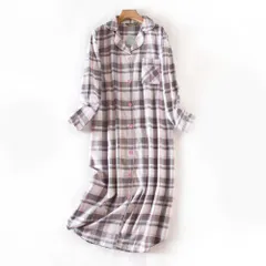 ☆ グレー×ピンク ☆ Mサイズ ☆ ネグリジェ パジャマ lypa11 ネグリジェ ワンピース レディース パジャマ ルームウェア ルームウエア 部屋着 ナイトウェア 寝間着 寝巻き 前開き 長袖 柄 通気性 かわいい 冬 春 秋