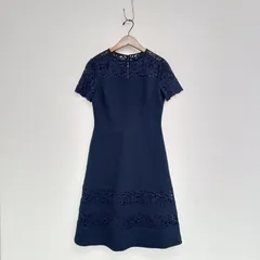 LAUREN RALPH LAUREN ラルフローレン フレア レース ワンピース ネイビー 0◆