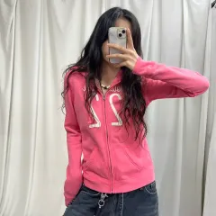 Hollister(ホリスター) ピンク ジップアップパーカー フード付き