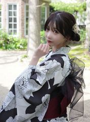 自分で着れる！帯セット花柄2部式浴衣セット[gi1611]