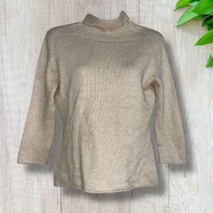 2294　SPRING FIELD　セーター　ニット　タートルネック　アンゴラ混　カシミヤ混　シルク混　長袖　ベージュ　レディース　【F】
