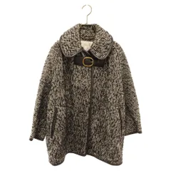 COACH (コーチ) ウール アルパカ ベルト付き ジャケット ツイード レディース ブラック/ホワイトのサムネイル