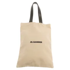 JIL SANDER (ジルサンダー) FLAT SHOPPER GRANDE ロゴプリント キャンバス レザー ト ショッパートートバッグ JSMT852457 ベージュ/ブラックのサムネイル