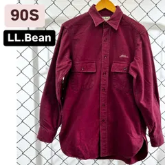 80s 90s USA製　L.L.Bean　シャモアクロス　エルエルビーン　刺繍ロゴ　長袖シャツ　バーガンディ 古着　ヴィンテージ　メンズ　レディース　ファッション　アウトドア　アメリカ　USA アメカジ