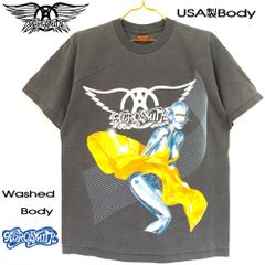 105 アメリカ製 AEROSMITH エアロスミス Tシャツ 美品 チャコールグレー Lサイズ ロックバンド メンズ レディース ユニセックス ロックT  バンドT ツアーT ミュージックT Made in USA スティーブンタイラー ジョーペリー