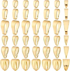 PH PandaHall バチカン 約60個/箱 6サイズ 真鍮 ピンチベール ペンダントパーツ ネックレス 留め具 接続金具 チャーム アクセサリートップ 手芸用品 ジュエリー用 アクセサリーパーツ 手作り素材 ゴールド( ゴールド)