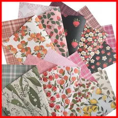 【SALE】ラッピングペーパー コラージュ デザイン用紙 カラー 日本製 10柄50枚 ボタニカル 包装紙 デザぺ 上質紙90 果物&植物柄 両面デザインペーパー A4