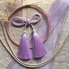 水引・タッセル・紐・リボン 　4点セット　成人式　卒業式　和装　髪飾り　パープル