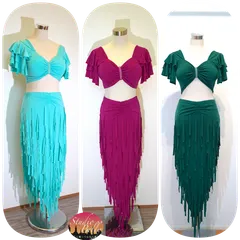 再入荷【即日発送】　フリンジスカートレッスンウエア　セットアップ　928