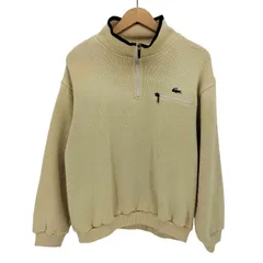 LACOSTE ライトグレー ハーフジップ ニット 4/M 新品 タグ付き セール】 エッセンシャルハーフジップウールセーター （ニット