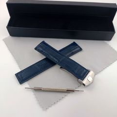 20mm アリゲーター レザー ワニ革ベルト ダークブルー Dバックル付属 【対応】タグホイヤー TAG HEUER カレラ モナコ等