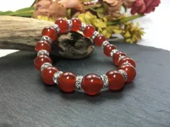 パワーストーン　ブレスレット　赤瑪瑙　12mm 天然石ブレス （シルバー）メンズ・レディース　男性・女性　数珠ブレス　開運 [k]