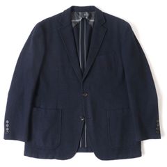良品△正規品 BURBERRY LONDON バーバリー ロンドン ロゴボタン付き ウール×コットン シングルジャケット ネイビー 40 メンズ 日本製