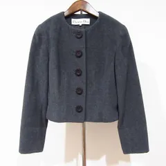 #wnc クリスチャンディオール ChristianDior ジャケット 7 グレー ノーカラー アンゴラ混 レディース [955822]