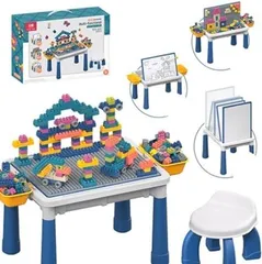 ☆椅子&ブロック付き☆ 子ども用　多機能テーブル　ブロック遊び　お絵描き　水遊び　勉強机などにのサムネイル