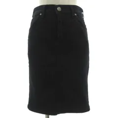 リー LEE スカート デニム タイト ミディ丈 ストレッチ コットン混 日本製 ブラック 黒 M