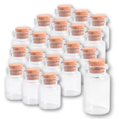 ★即日発送★I'm so happy 小瓶 ガラス コルク栓 蓋付き おしゃれ ミニボトル 密閉 保存瓶 小物 小分け 20本セット (8ml)