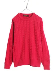 【お得なクーポン配布中!】 90s USA製 ブルックスブラザーズ コットン ケーブル ニット セーター メンズ M 90年代 オールド Brooks Brothers クルーネック 無地 レッド