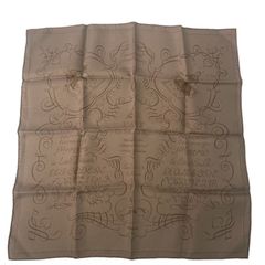 美品 HERMES エルメス LART DECRIRE 書の芸術 スカーフ シルク ブラウン