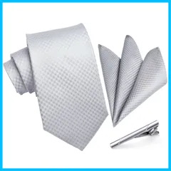 【数量限定】新郎 紳士用 12柄 礼服用 婚礼用 冠婚葬祭 ボックス付き ギフト ブランド メンズ 幅8.5cm 3点セット タイクリップ チーフ ネクタイ シルバー 結婚式 A3-01 [HISDERN]