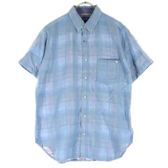 BEAMS HEART ビームスハート チェック柄 半袖 ボタンダウンシャツ M ブルー メンズ 古着