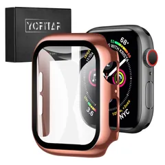 【特価商品】Apple Watch 用ケース 44mmアップルウォッチ 用 保護ケース YOFITAR ガラスフィルム 一体型 SeriesSE2/6/SE/5/4 PC素材 メッキ加工 光沢 金属感 全面保護 耐衝撃 装着簡単 (SeriesSE2/6/SE