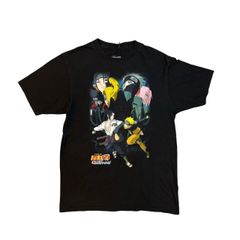 【AA2】00s NARUTO SHIPPUDEN  NARUTO SASUKE Black  print T-shirt  2000年代 ナルト 疾風伝 ナルト サスケ 黒 プリント Tシャツ