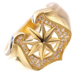 指輪 メンズリング K18 18金 馬蹄 星 ダイヤモンド メンズリング イエローゴールド ホースシュー スター 男性 日本製 刻印入り 鑑別書付き【アクセサリーマート/メルカリShops店】