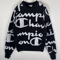 古着 チャンピオン Champion スウェット リバースウィーブ 復刻 総柄 ヘビーウェイト SMALL（JPN L） ブラック ホワイト ツートン メンズ