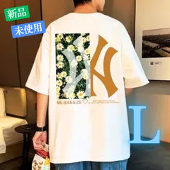メンズ ロゴ フラワー 花柄 Tシャツ ビッグシルエット ホワイト