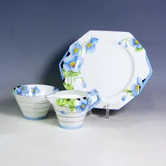 【美品】英国パラゴン　 ホニトンブルー　ティーセット　大皿プレート＆クリーマー＆ 美品】英国パラゴン ホニトンブルー ティーセット 大皿プレート