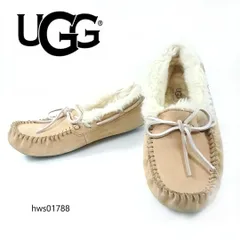UGG モカシン ムートンリボン ダコタ スエード 23cm レディース アグ ドライビングシューズ ベージュ hws01788