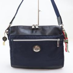 2506-73 オロビアンコ ショルダーバッグ セカンドバッグ Orobianco ナイロン×レザー製 ネイビー 上ZIP